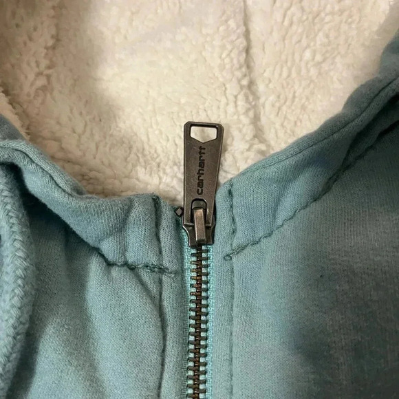 Carhartt Sherpa Fleece Lined Full Zip Hoodie Sweater W Med Warm Gorp Workwear - Picture 5 of 12